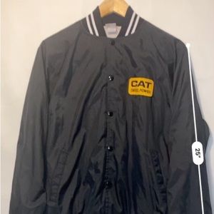 Vintage K Brand “Cat Diesel Power” Satin Bomber Jacket Mens Sz Large Made in USA